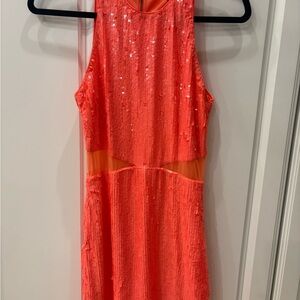 NWT Alice + Olivia Bright Coral Sequin Dress